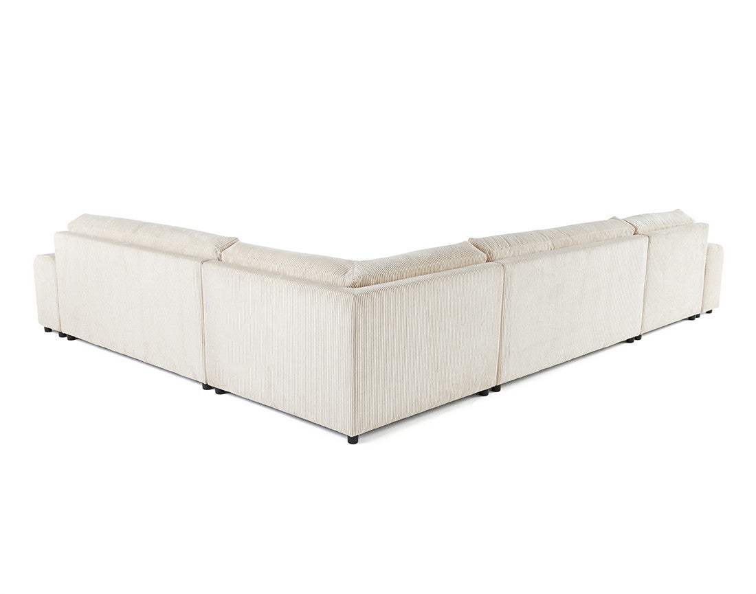 Canapé modulable 8 places angle droit en velours côtelé beige - GARANCE - Best Mobilier - 7