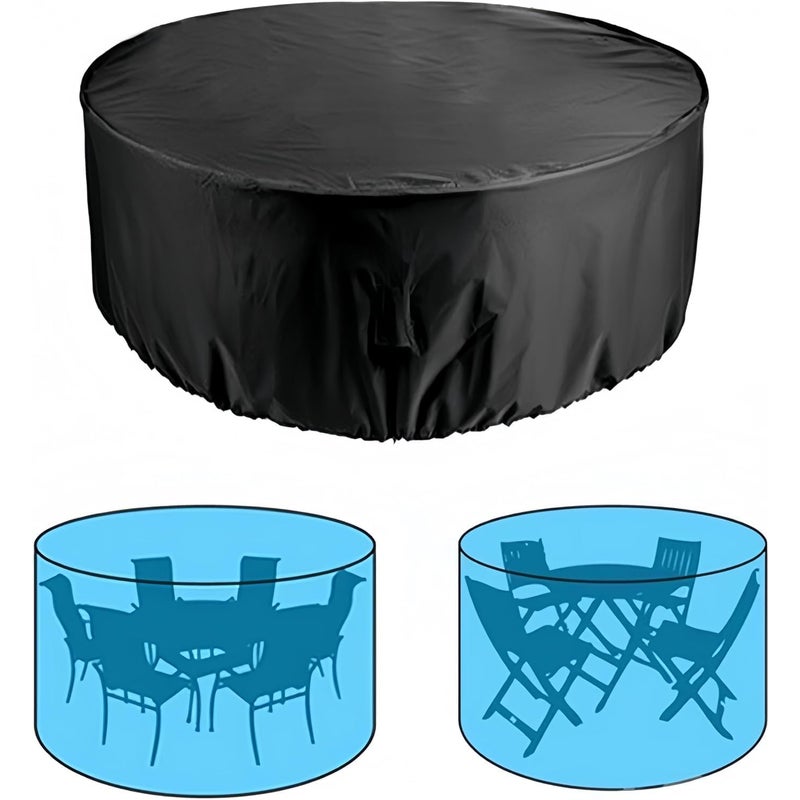 Okrągły pokrowiec na meble ogrodowe, pokrowiec ochronny na stół ogrodowy, wodoodporny, pyłoszczelny i odporny na rozdarcia (czarny, 120 x 75 cm)