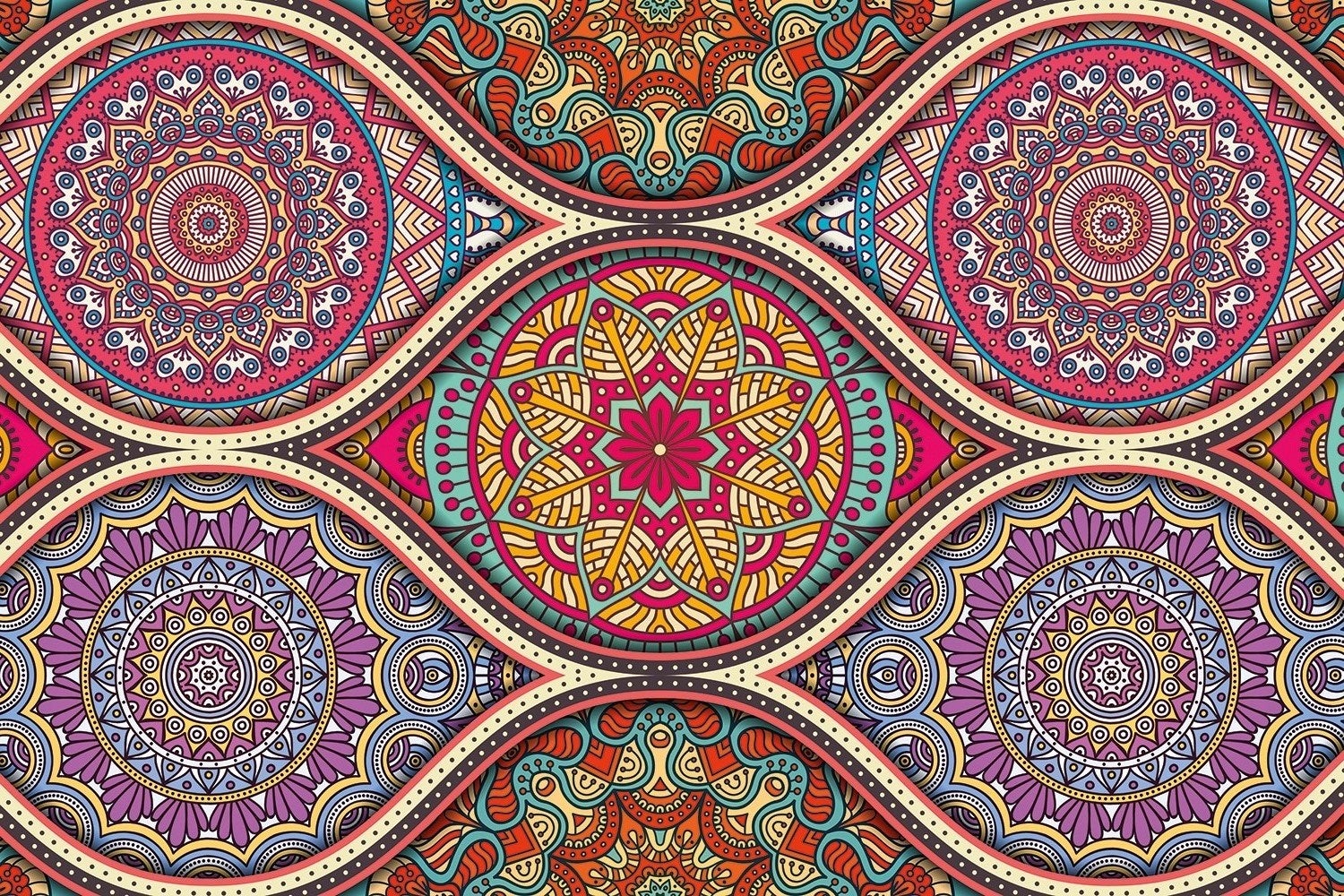Mata winylowa kolorowa mandala boho dywan winylowy do dzieci dekoracyjny 90x60 cm – Tulup - 2