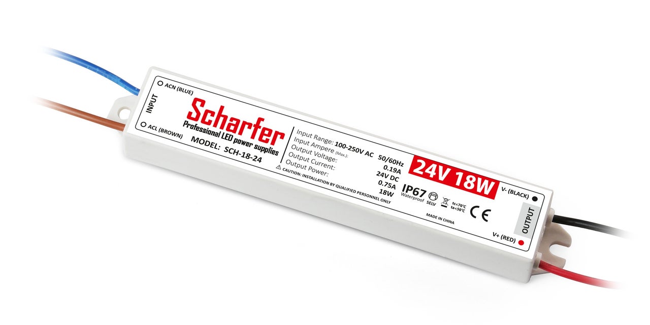 Zasilacz hermetyczny 18W 24V IP67 0.75A uniwersalny SCH-18-24 SCHARFER