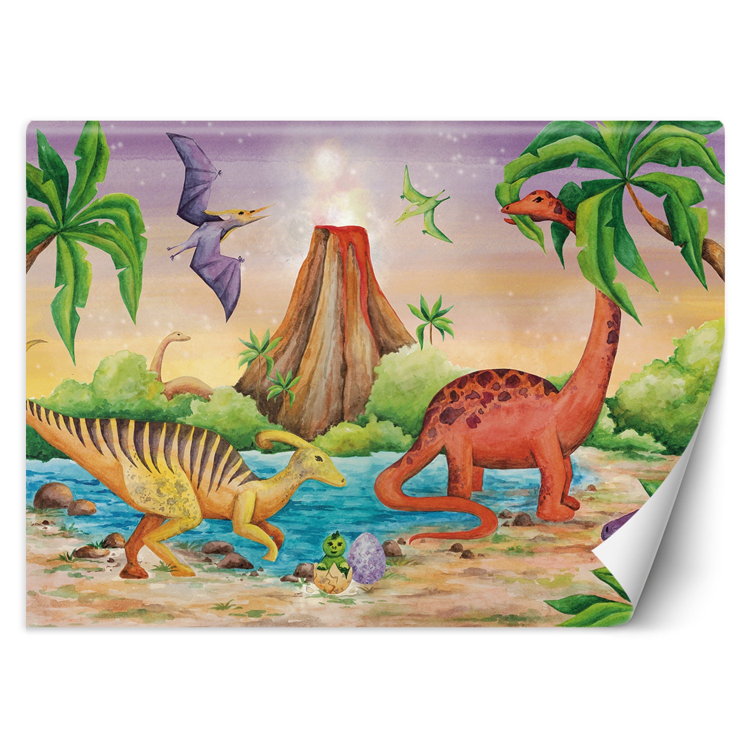 Fototapeta, dla dzieci Dinozaury nad jeziorem 200x140