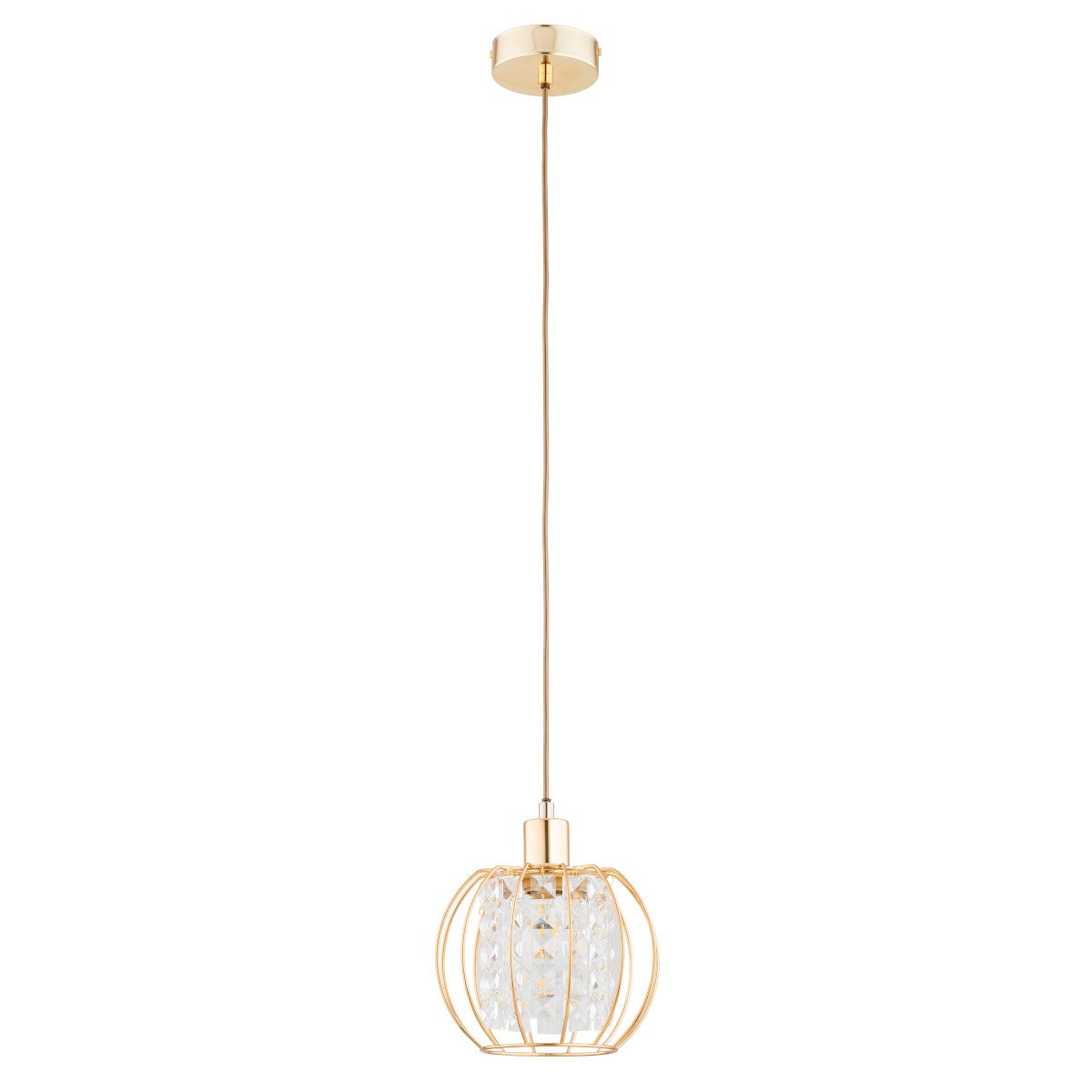 Lampa wisząca Kristal złoto-przezroczysty 1xE27x15W nowoczesna wym: 90 x 20 x 20 cm metal Alfa