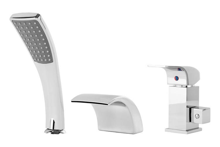 Robinet De Baignoire 3 Trous à Fixation Sur Plage 100% En Laiton Chromé Robinet De Baignoire 3 Trous à Fixation Sur Plage 100% En Laiton Chromé