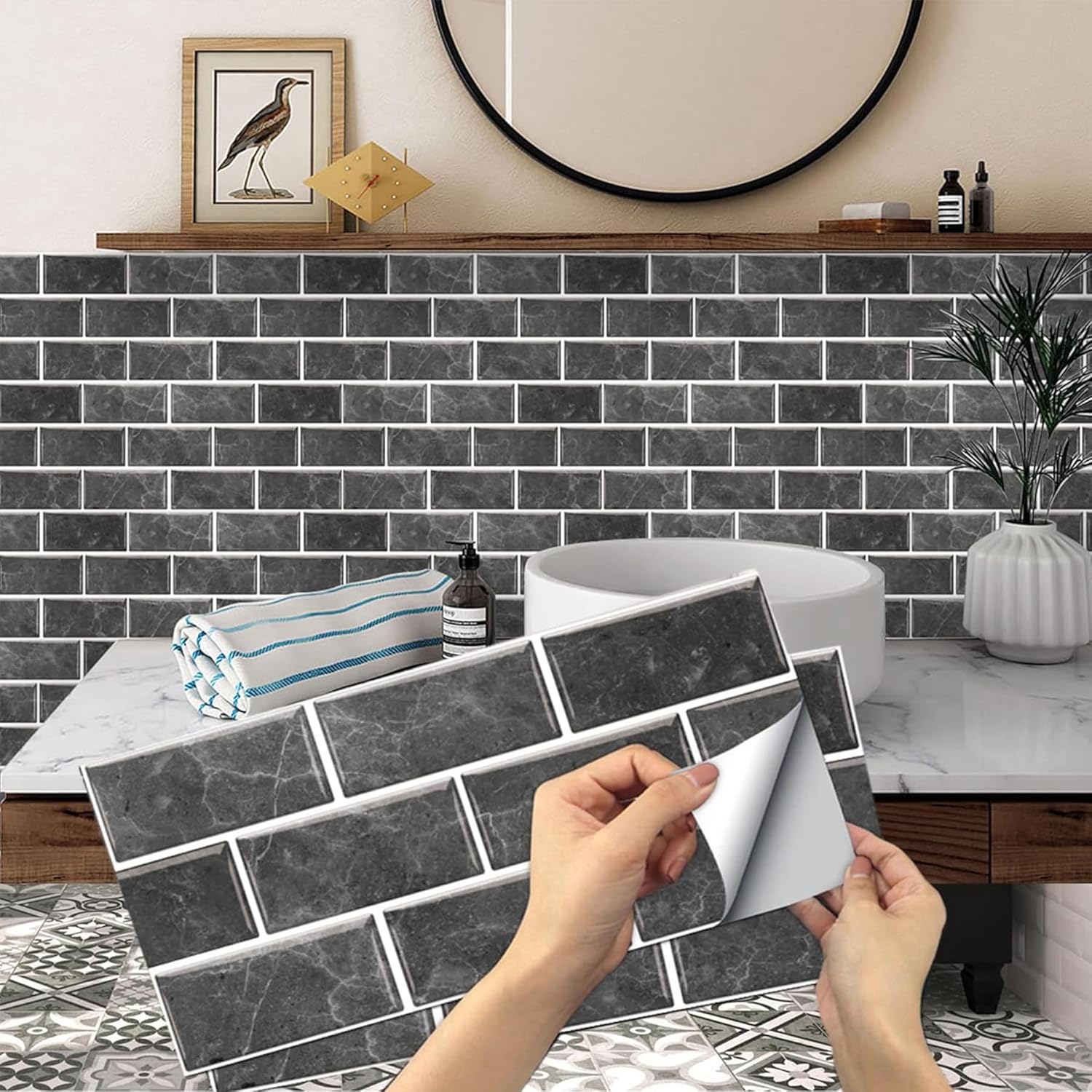 Autocollants Carrelage Cuisine Et Salle De Bain - PVC épaissi Facile à Poser