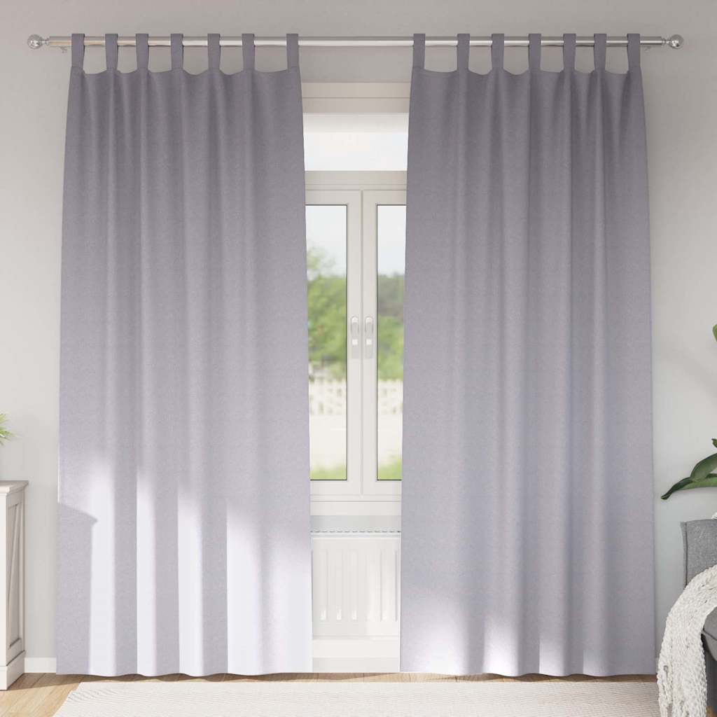 Firany blackout z kółkami 2 pcs Metaliczny Szary 225 x 140 cm vidaXL