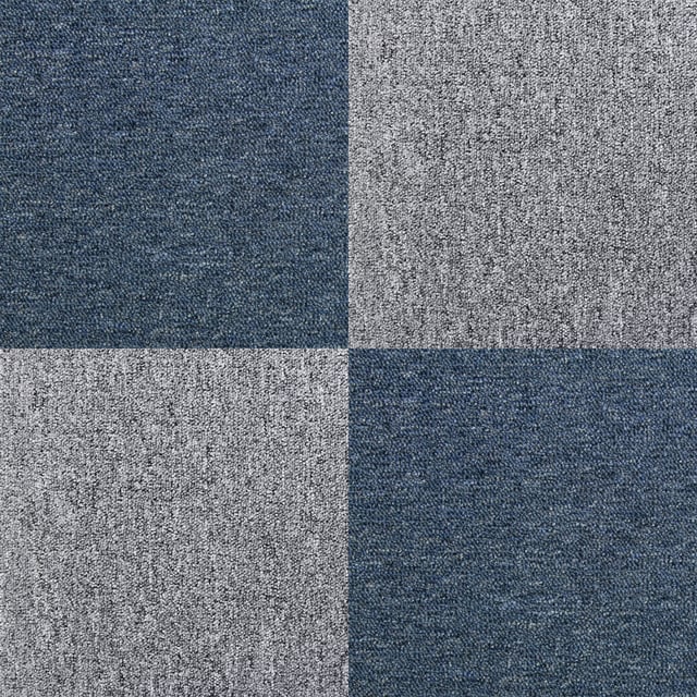 Dalle de Moquette Ultra-Résistant Couleur Bleu Tempête & Gris Platine pour Usage Professionnel, 2 Paquets de 20 Dalles