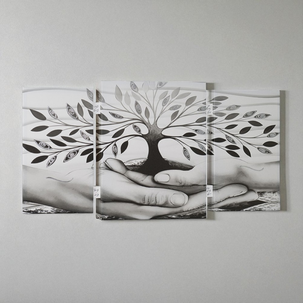G.i.l.d.e. Cornice Albero Della Vita - Decorazione Da Parete In Legno, Colori Naturale E Argento, 20x20x2 Cm