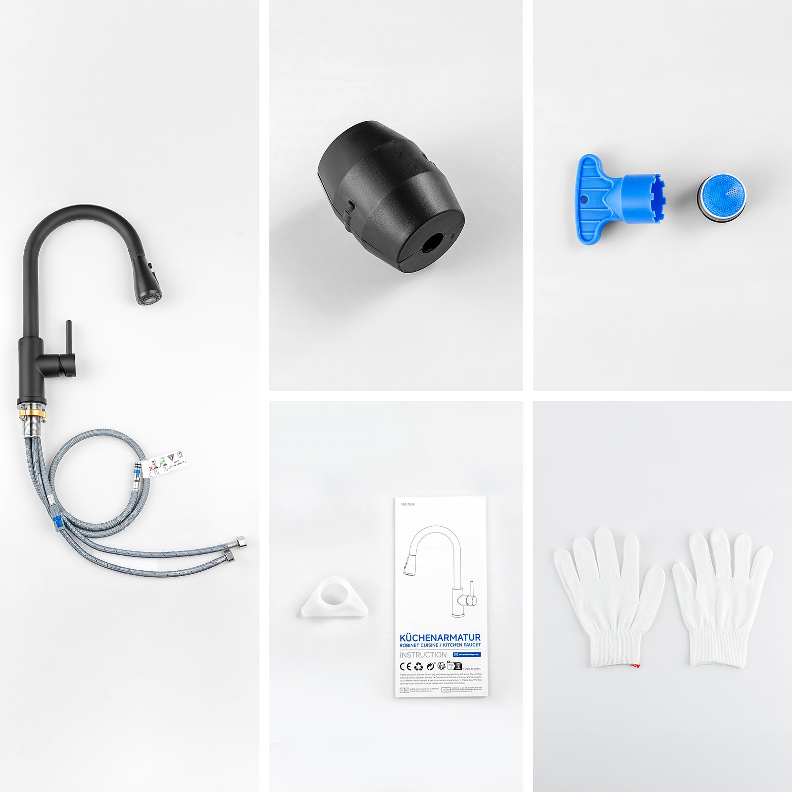 Mitigeur Evier Avec Douchette Extractible - Robinet de Cuisine à 2 Modes de Pulvérisat - Mitigeur Evier Avec Barboteur Démotable - 9