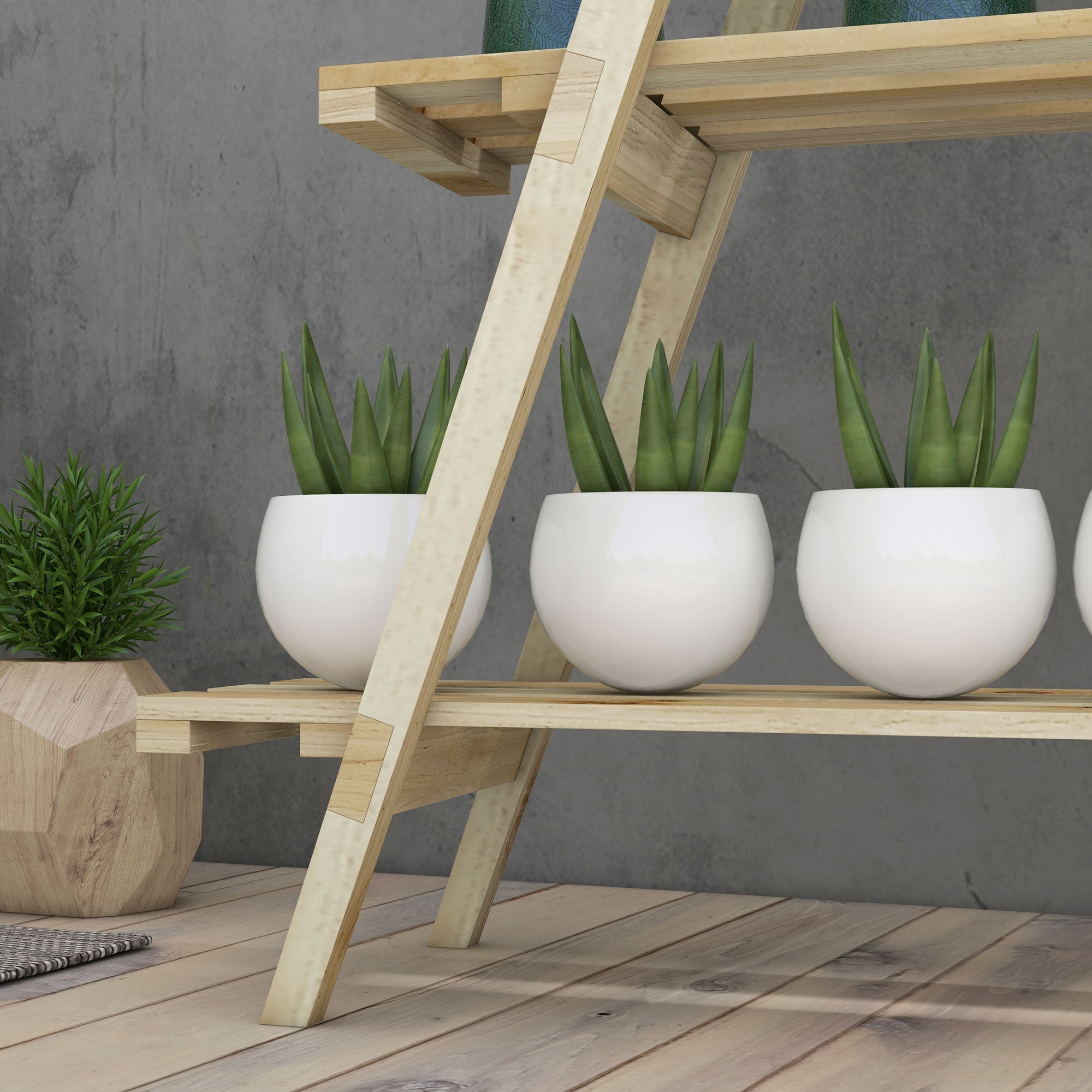OUTSUNNY Porte-plantes en bois de sapin Bois naturel 100x36x112 cm 84H-121V00ND - 4