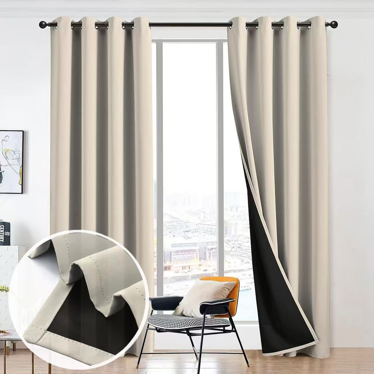 Urby Toile De Fond 2 Couches 6,1 × 2,4 M Noir – Mousseline & Polyester Occultant Extra Large Studio Photo
