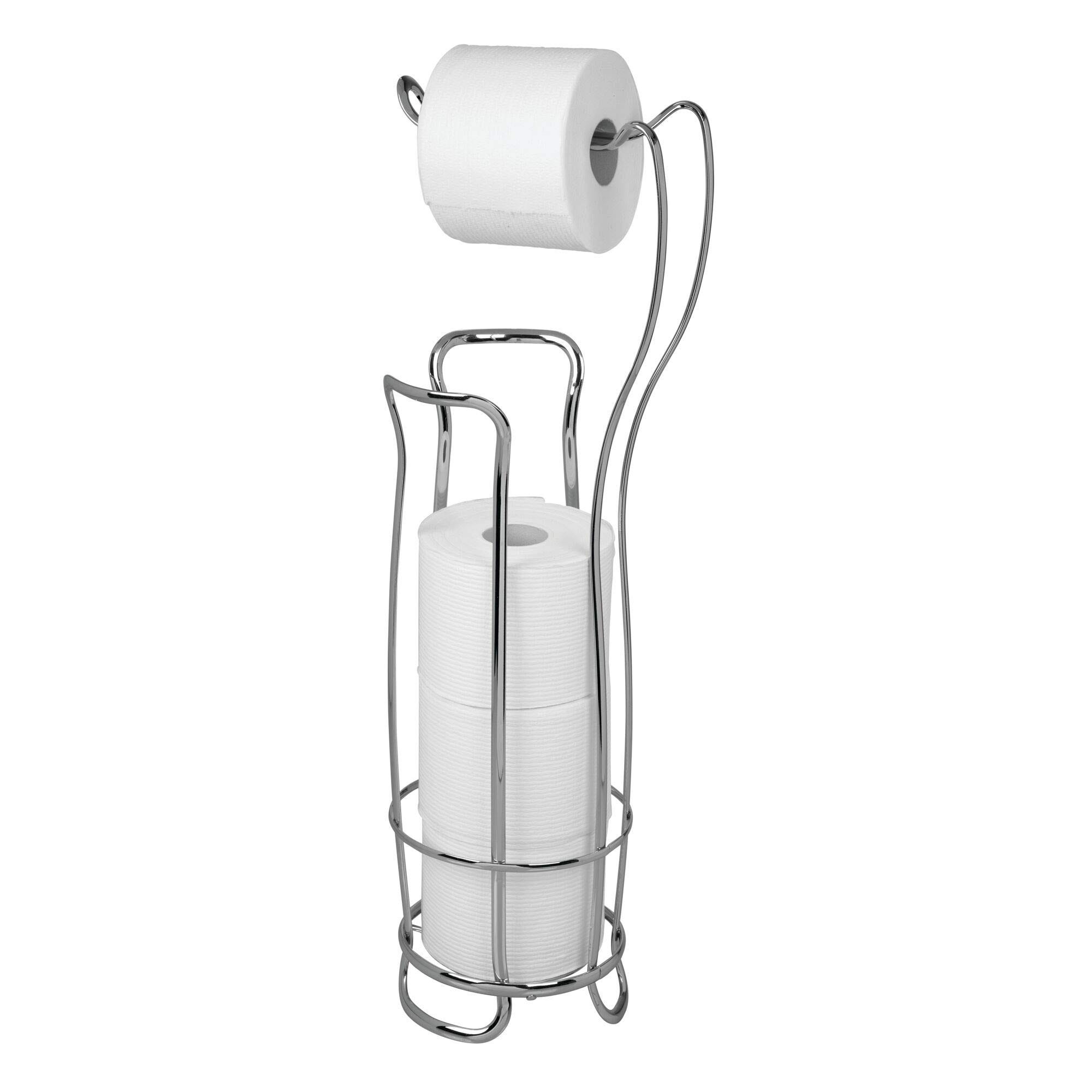 Portarotolo Carta Igienica IDesign - Dispenser Da Terra Per 4 Rotoli, In Metallo Cromato, 62.2 Cm, Senza Installazione