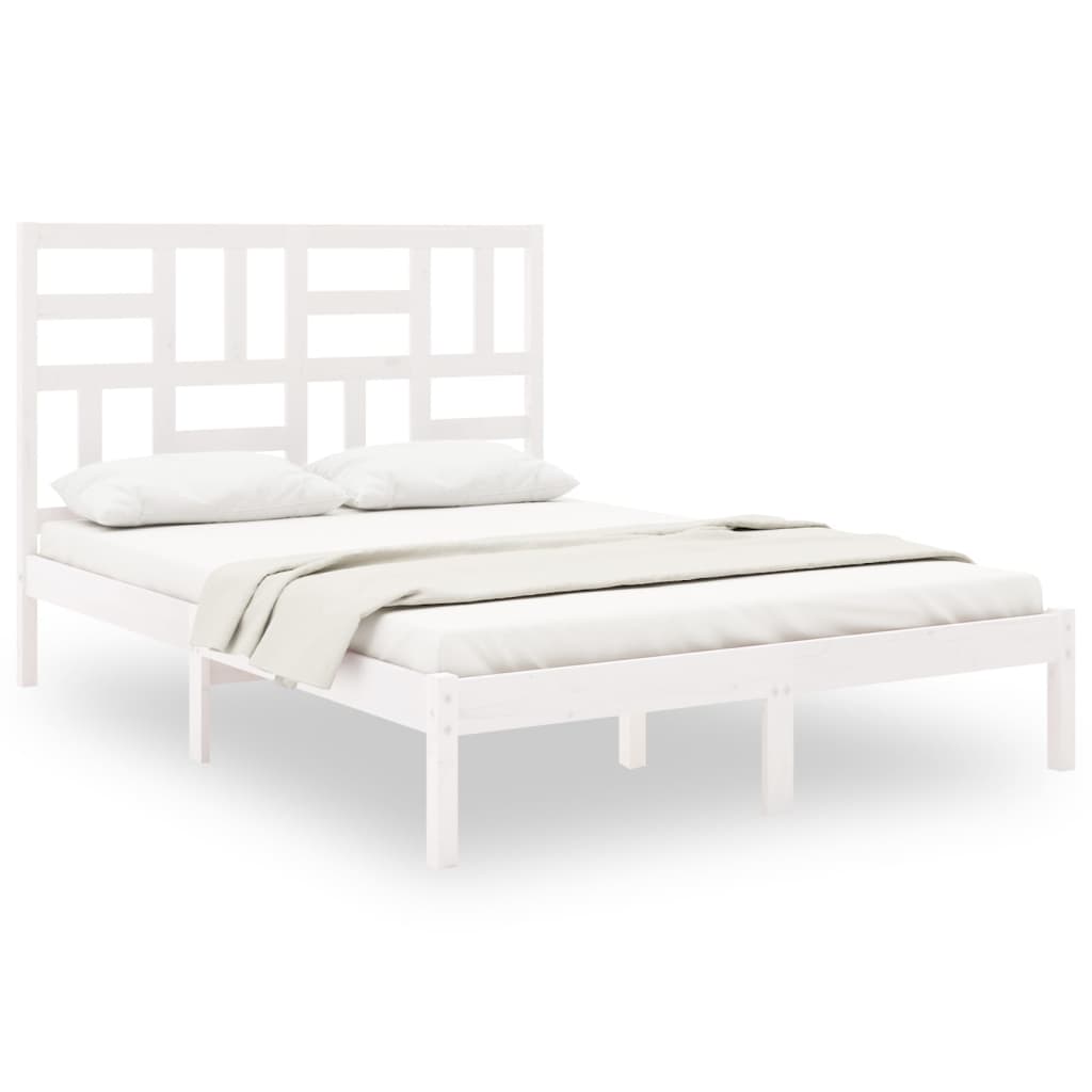 Maison Exclusive - Estrutura de cama 140x190 cm madeira maciça branco - 2