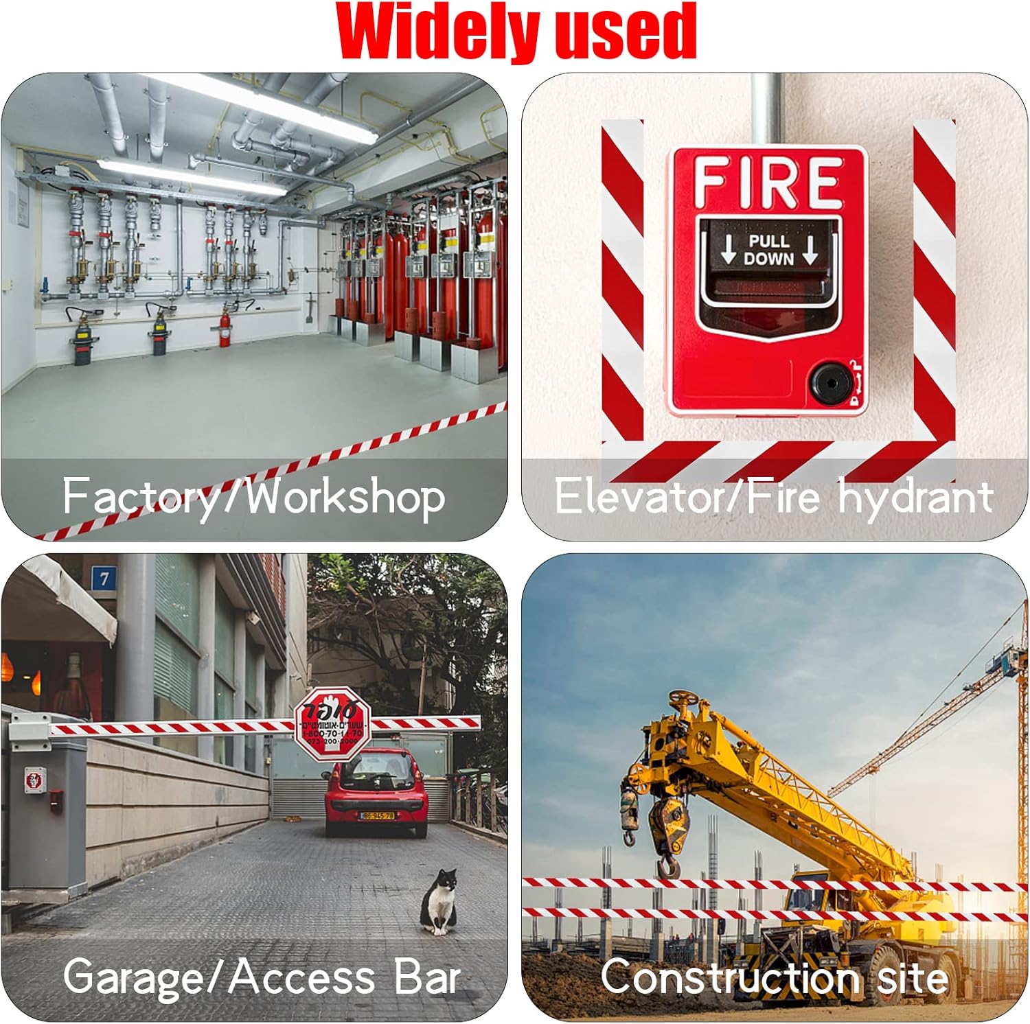 Ruban adhésif de signalisation - 6 cm x 16 m par rouleau - pour marquage au sol/sécurité - rayures rouges et blanches - 5