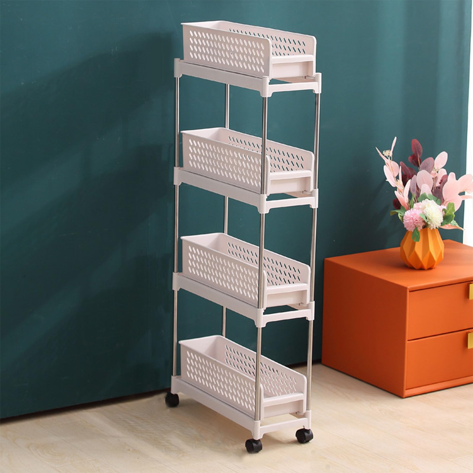 Chariot De Rangement Multifonction à Trois Niveaux Avec Roulettes Facile A Assembler Adapte A La Cuisine Et A La Salle De Bain Noir 92064320