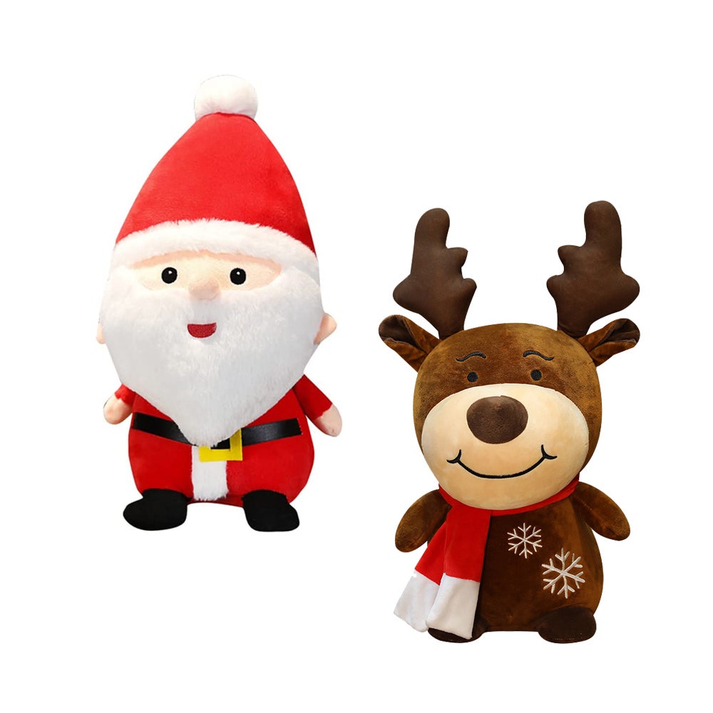 Déco de Noël Peluche Renne en veste et paillettes H 28 cm