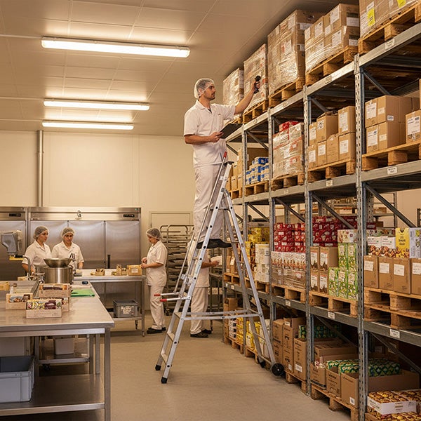 Escabeau roulant 11 marches - Hauteur de travail max. 4,52m - Largeur 0.68m - 2 poignées rabattables - QM-11 - 6