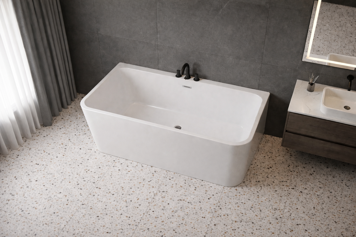 Baignoire îlot avec vidage – 160 x 75 cm – Blanc brillant – MIRABELLE - 6