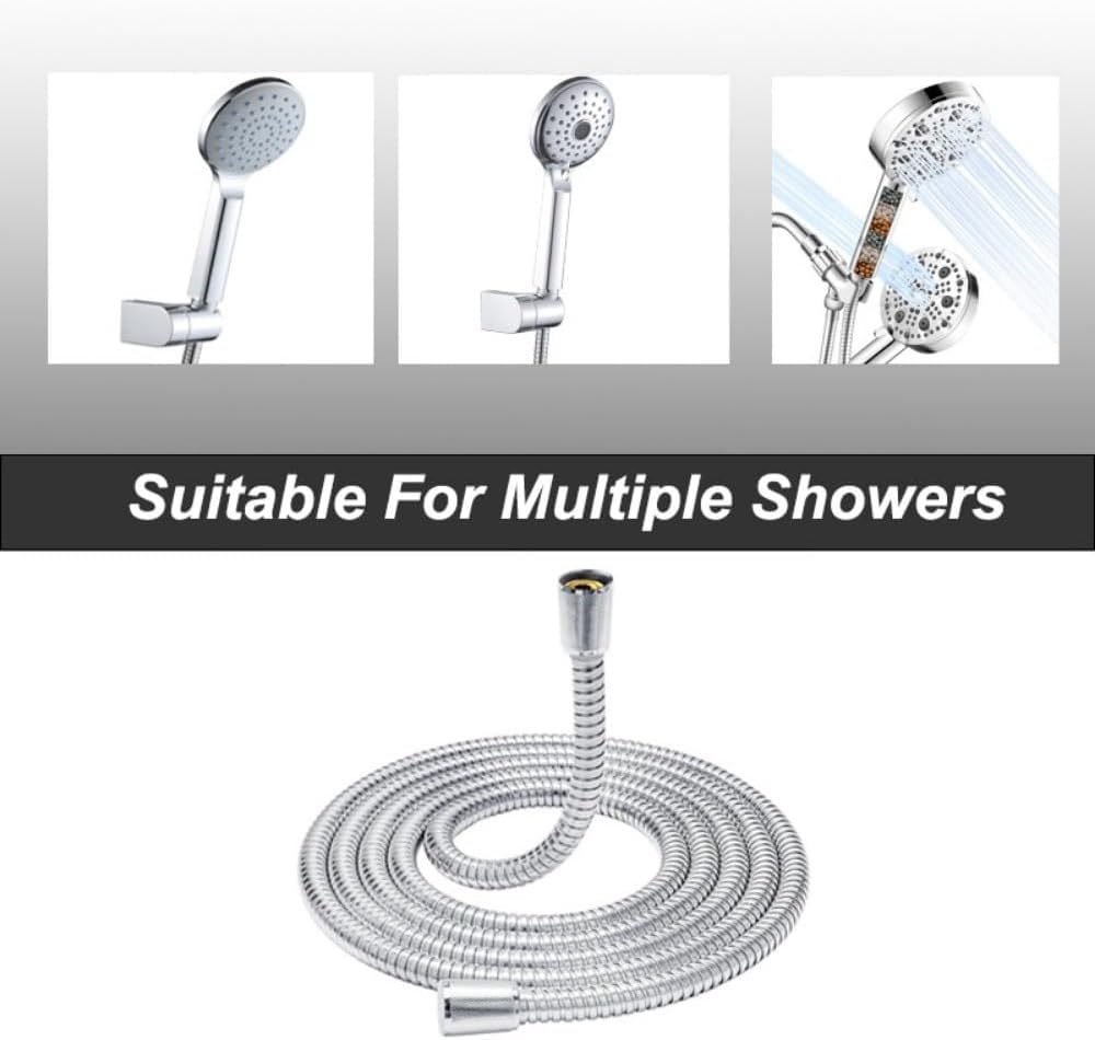 Tubo doccia con raccordo anti-groviglio in acciaio inox - 1,5 metri, argento - 4