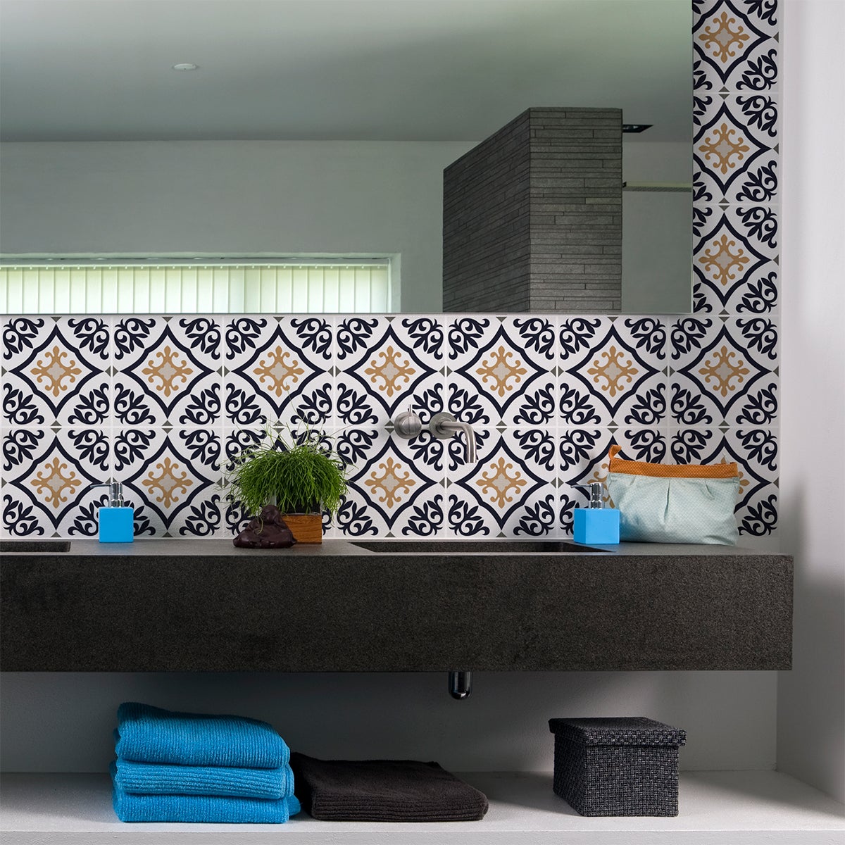 9 adesivi piastrelle di cemento azulejos Floriano - Sticker adesivo - adesivi murali - 9stickers20x20cm - 4