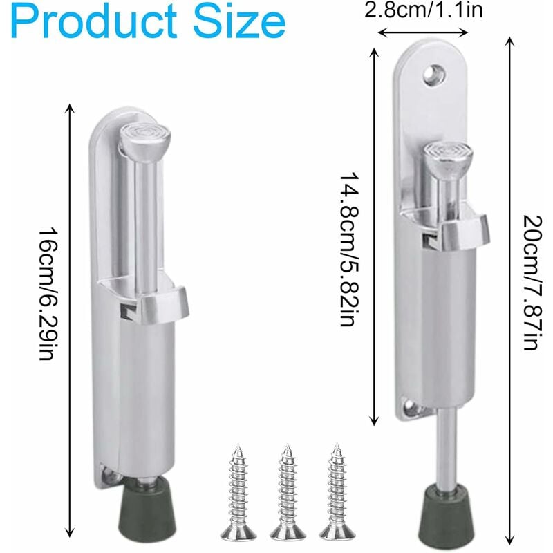 Arrêt de Porte avec Commande au Pied Réglable Bloque Porte Sol Inoxydable Butée de Porte Ressort avec Vis Support de Stop Porte (Argent) - 2