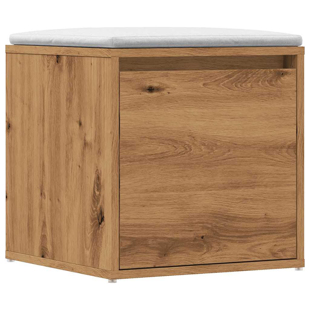 Tabouret à tiroir en bois d'ingénierie de chêne fabriqué à la main 40,5x40x40 cm - COMFORTXL - 2