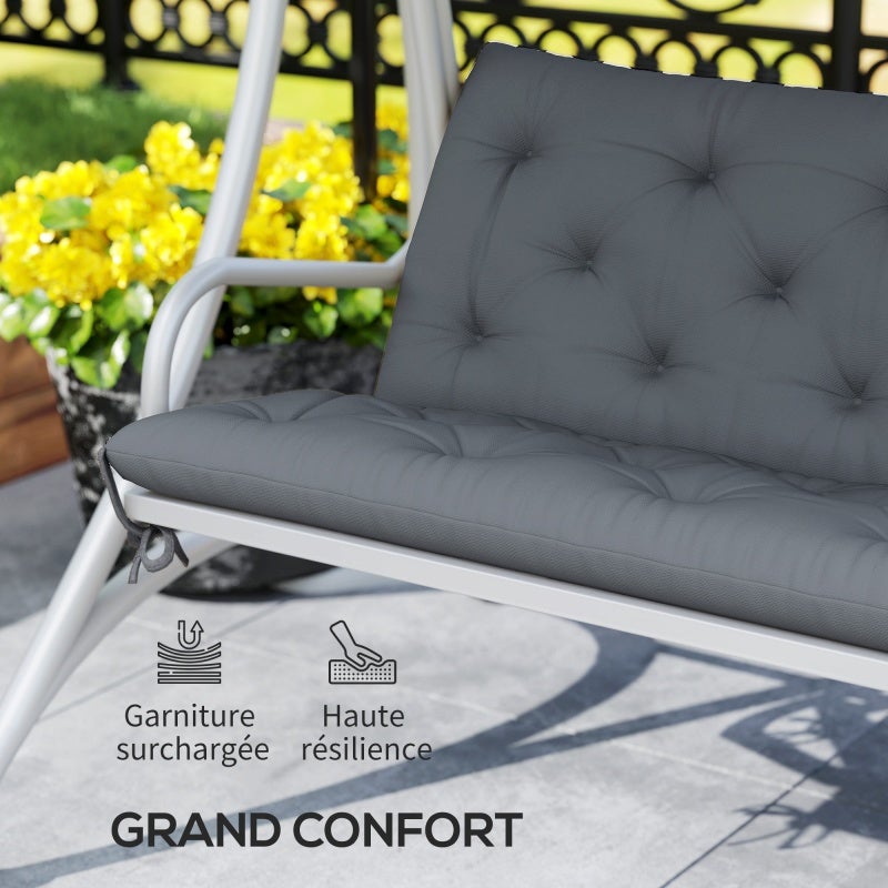 Coussin de banc matelas assise dossier pour banc de jardin coussin balancelle canapé 3 places grand confort 150 x 98 x 8 cm gris - 5