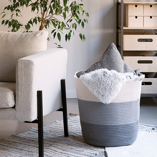 Cesto Portabiancheria 53L, Cesta Portabiancheria Cotone Con