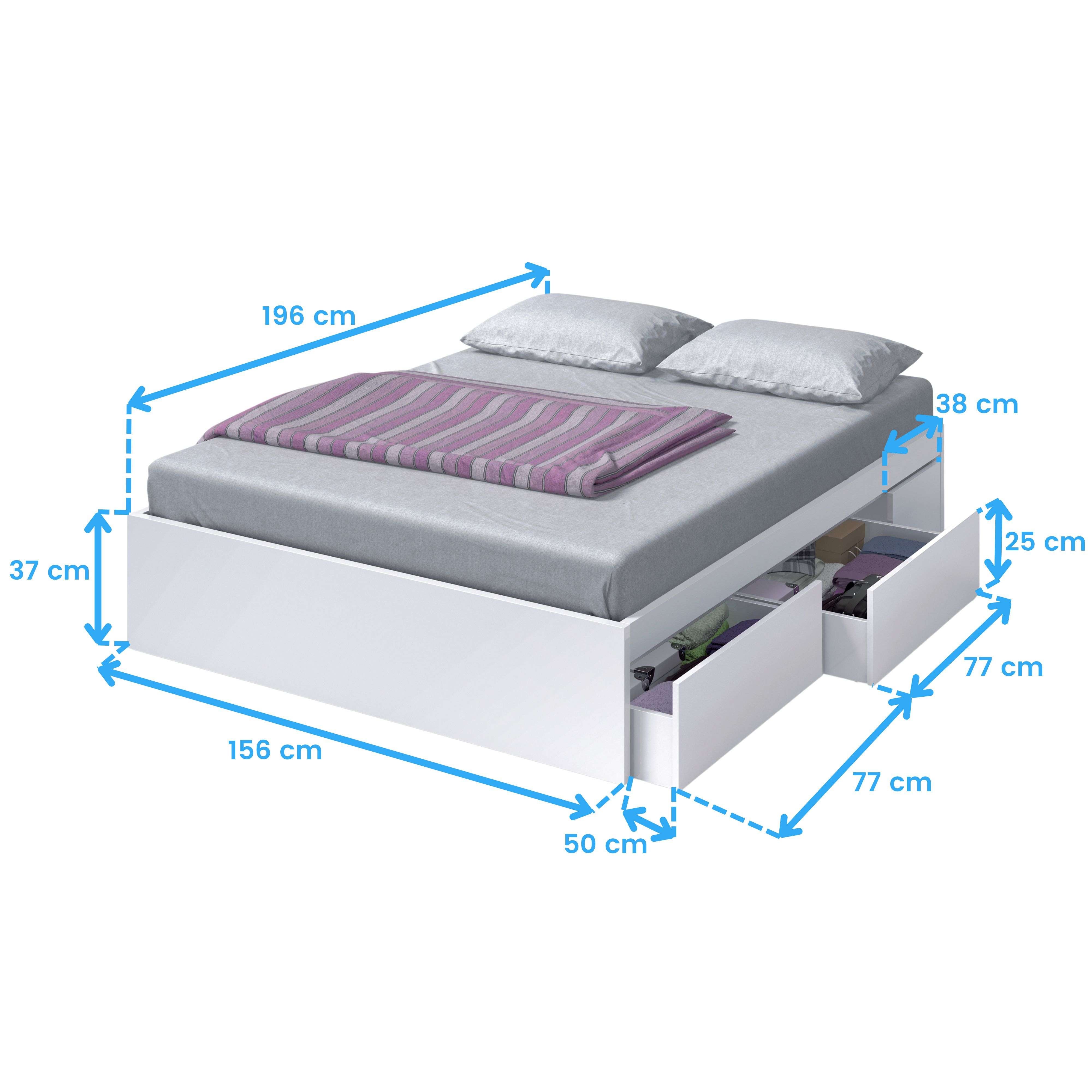 CAMA BED 4 GAVETAS 150X190 CM BRANCO ARTIK - 9
