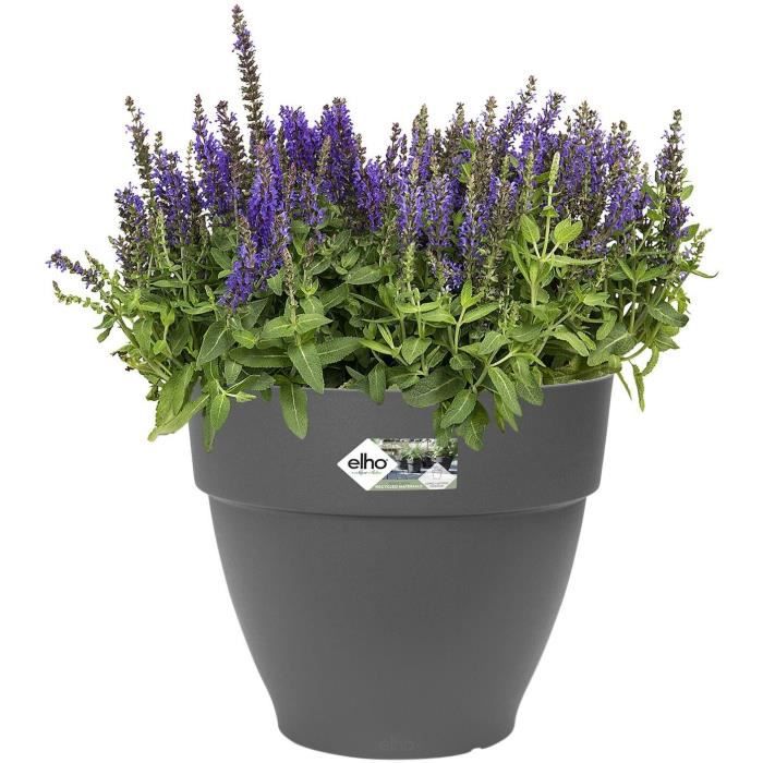 Pot De Fleurs Rond VIBIA - Plastique Réservoir - Ø40 - Anthracite - 8