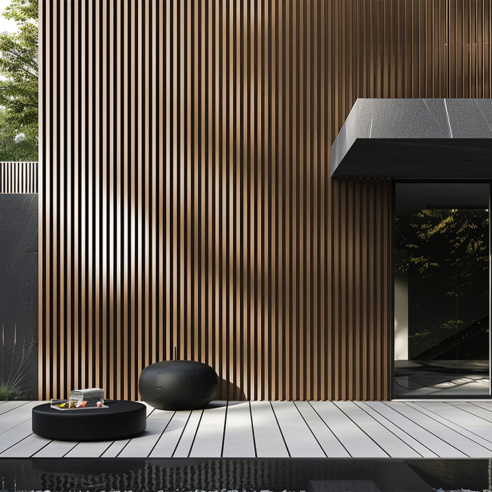 Home Deluxe - Revêtement de façade en WPC DUVAR - Couleur : teck, dimensions : 2 m² env. 190 x 21,9 x 2,6 cm, matériel de montage inclus I Panneaux de - 2