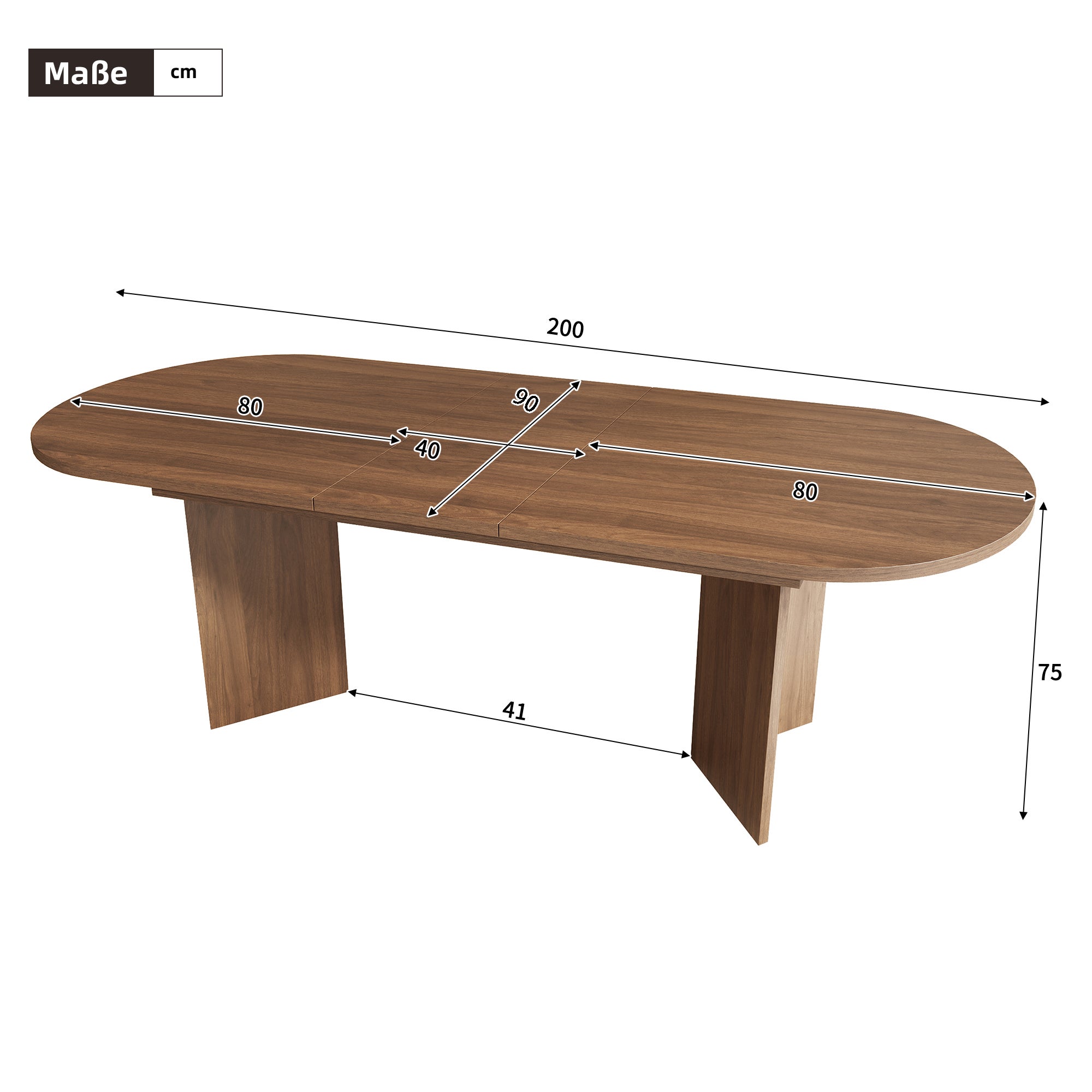 Table à manger extensible pour 4 à 6 couverts - 120/160 x 80 x 75.5 cm - MDF - Noyer - 6