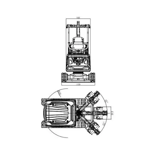 Mini-pelle professionnelle 1,8T SJW-18 PRO - Diesel 24CV - 5
