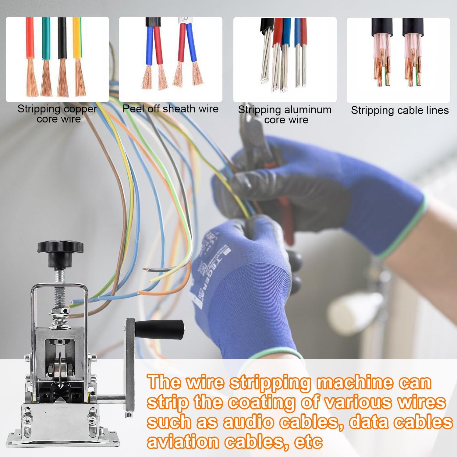 Automatique Avec Denudeur de Cable Electrique 2-25 mm, Machine a Denuder Le Cuivre Entraînée + Lame de Rechange, Outil à Dénuder Les Déchets De Câble - 5