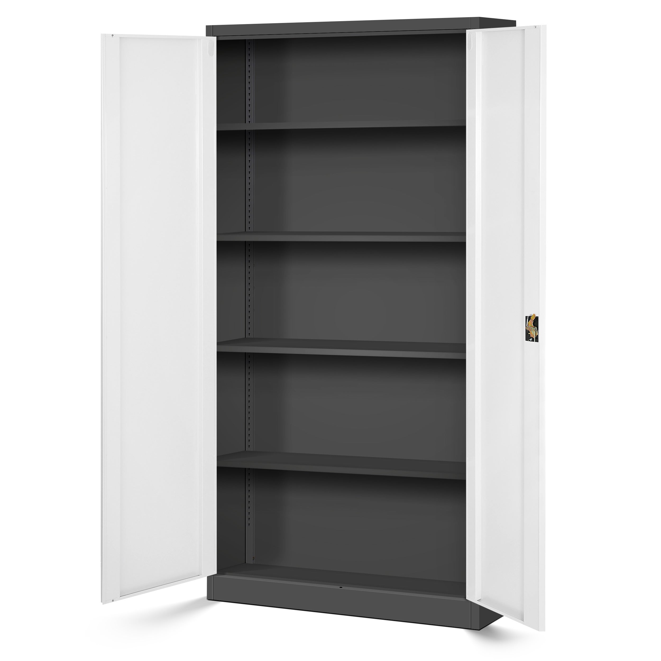 Armoire de Bureau de Rangement Métallique 4 étagères réglables 195 cm x 90 cm x 40 cm Anthracite-Blanc - 2