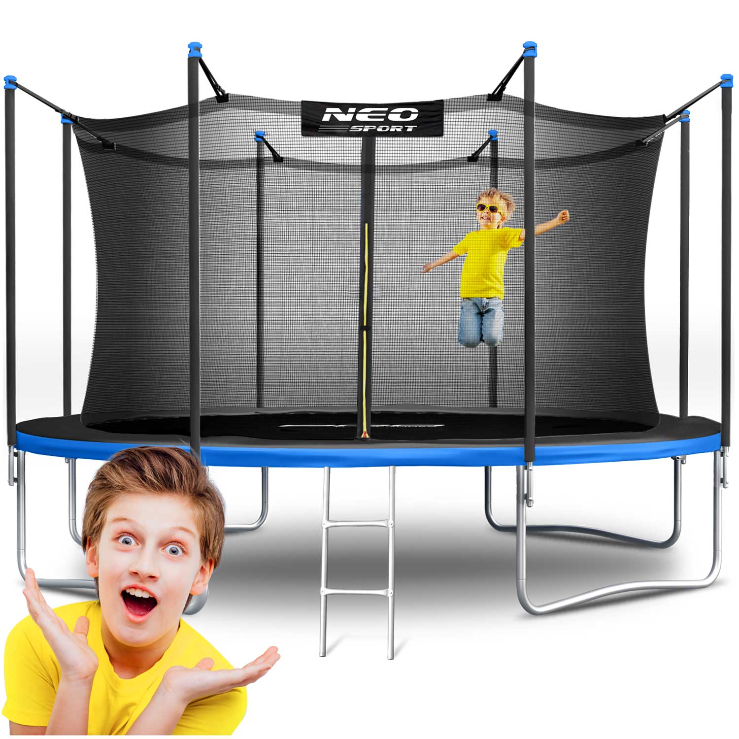 Trampolina ogrodowa dla dzieci z siatką wewnętrzną 404cm Neo-Sport 13ft