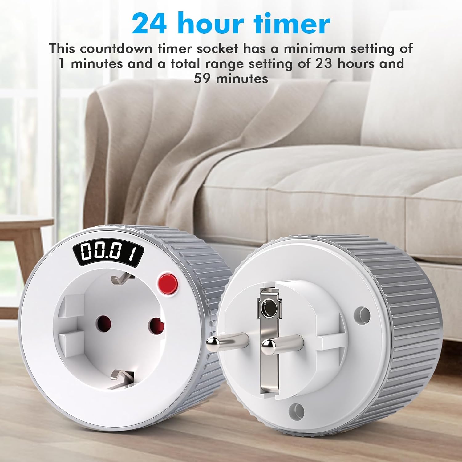 Minuteur Prise Electrique Compte AC230V 16A 3680W Affichage LED 24 Heures intervalle 1 Minute Prise minuteur - 4