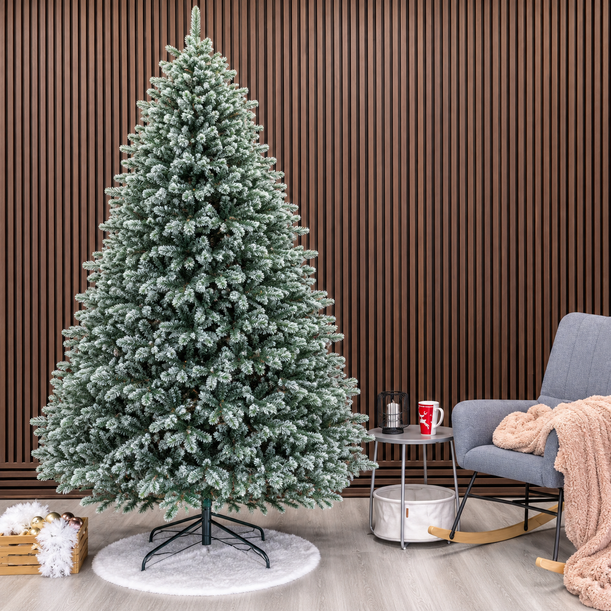 Brad artificial Christmas Deluxe, Alaska Select verde argintiu, integral 3D, 250 cm 250 cm