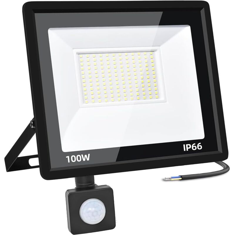 Reflector LED de 100W cu detectare a mișcării, spot LED super luminos de 6500K și 10000lm pentru exterior