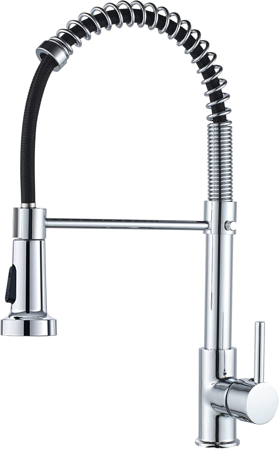 Bateria kuchenna ze sprężyną, uchwytem mosiężnym i wyciąganą wylewką (chrom)