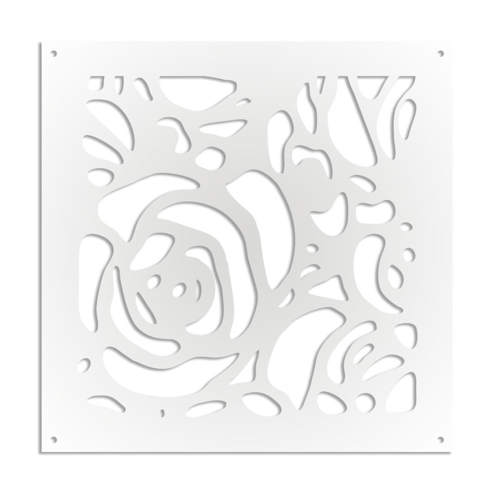 ROSES - Panel perforowany z PCV - Parasol przeciwsłoneczny - Rozmiar 98x98 cm - Grubość 1 cm - Kolor BIAŁY