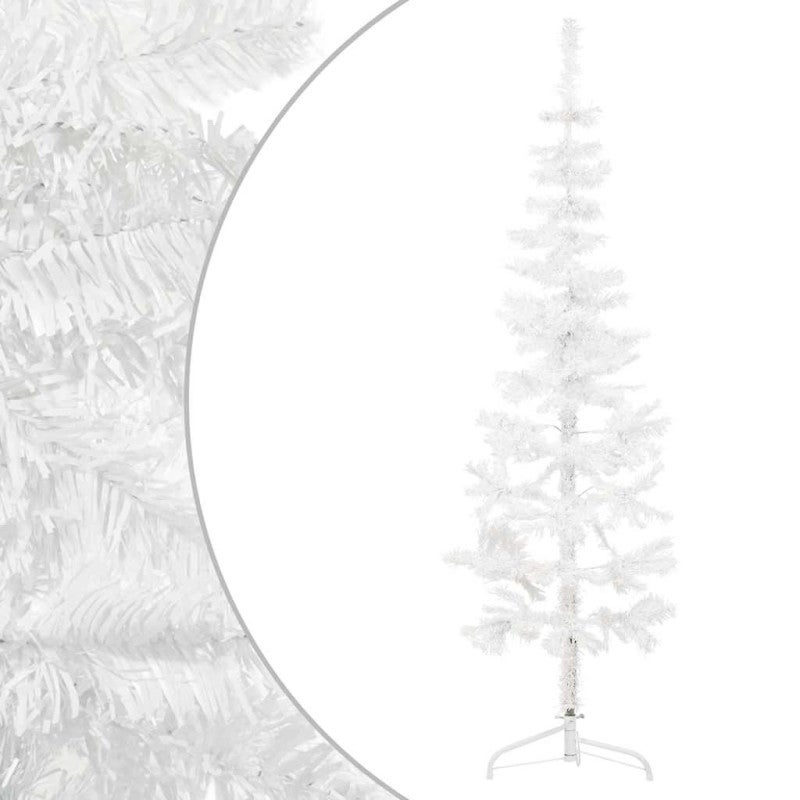 Albero Natale Artificiale Sottile a Metà Supporto Bianco 180 cm vidaXL - 3