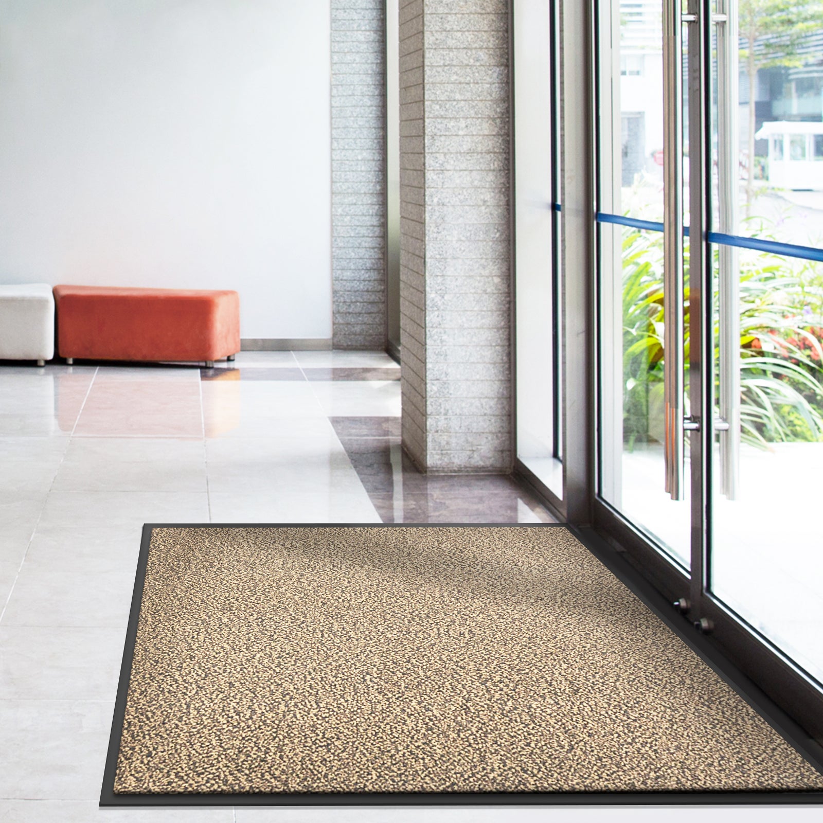 Tapis de Porte Paillasson d'entrée SKY Performa, Ocre-noir, 60 x 90 cm - 2