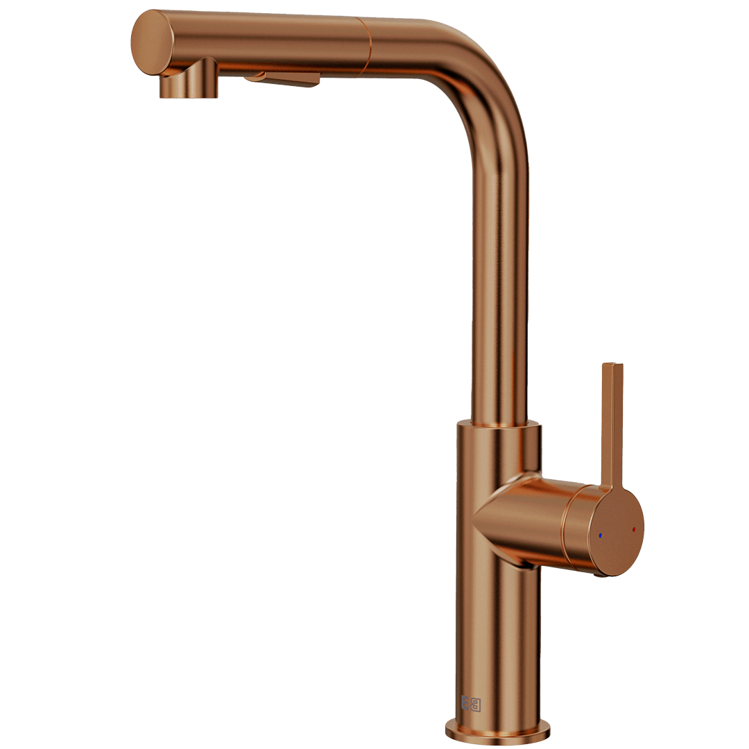 Pure II bateria zlewozmywakowa z wyciąganą wylewką szczotkowane miedź