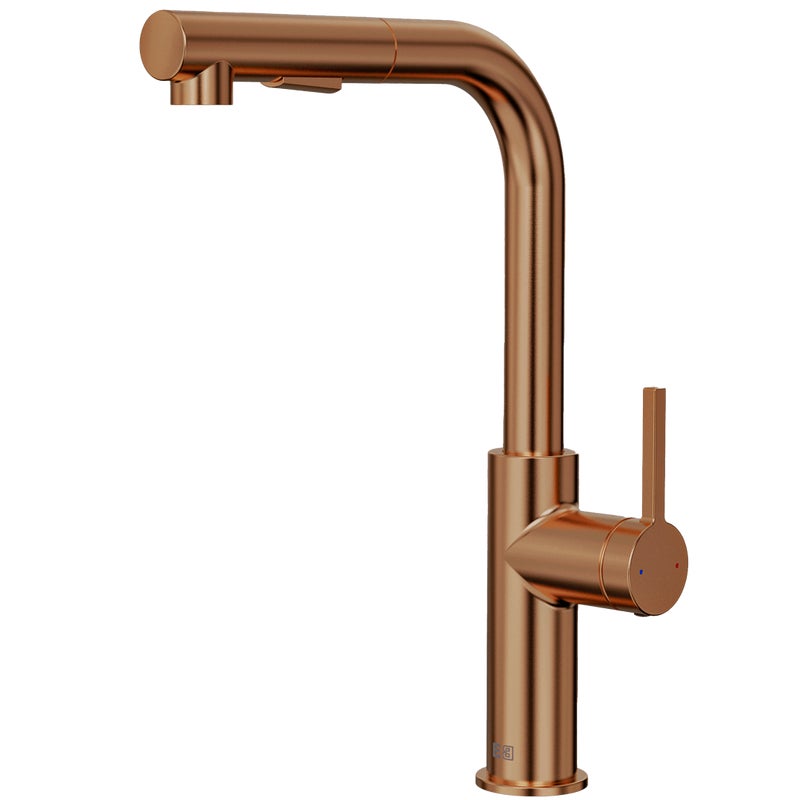 Pure II bateria zlewozmywakowa z wyciąganą wylewką szczotkowane miedź