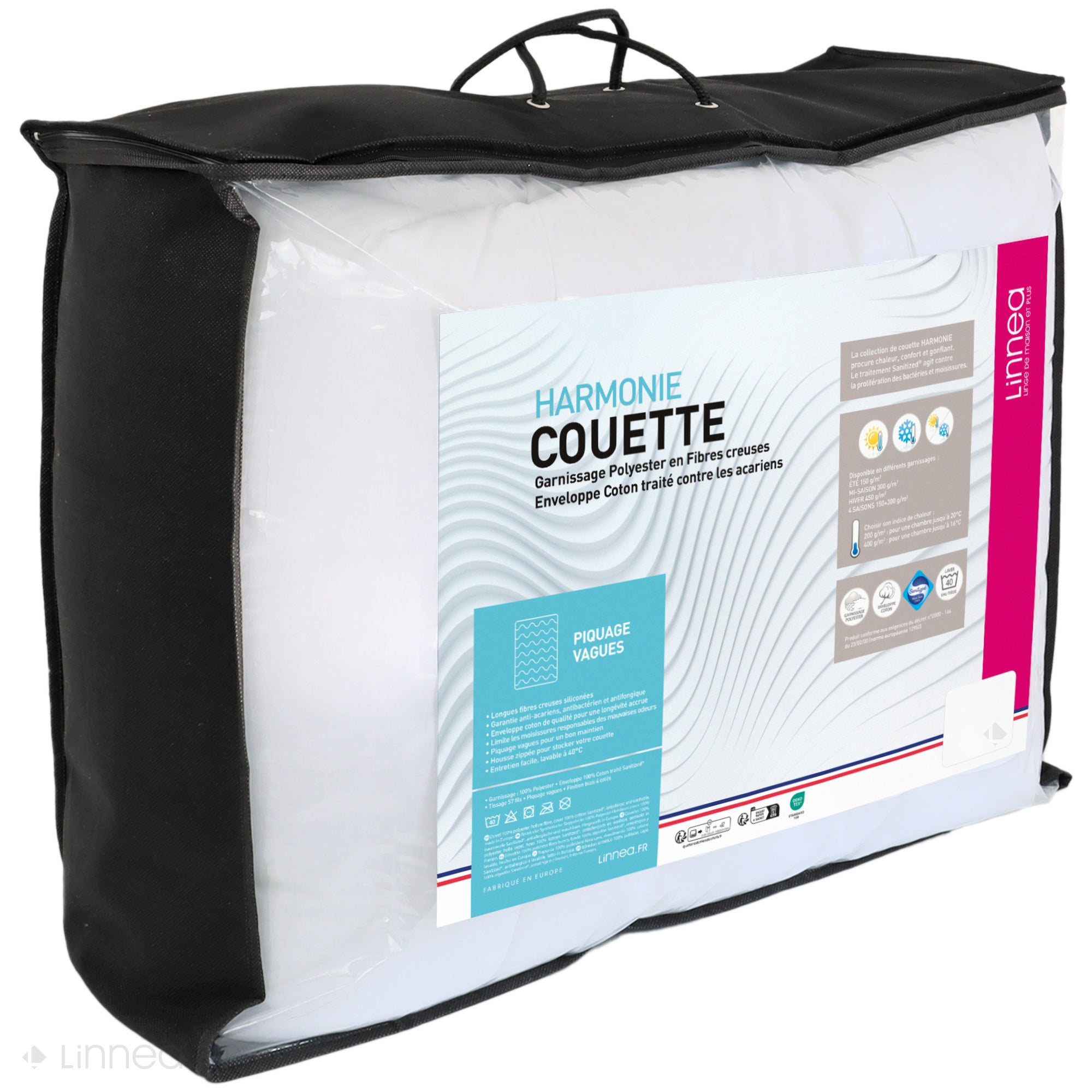 Couette 4 saisons 140x200 cm HARMONIE garnissage fibre polyester 150+300 = 450 g/m2 - 5