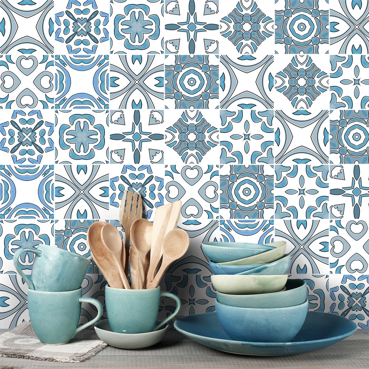 9 adesivi piastrelle azulejos ashleya - Sticker adesivo - adesivi murali - 9stickers15x15cm - 3