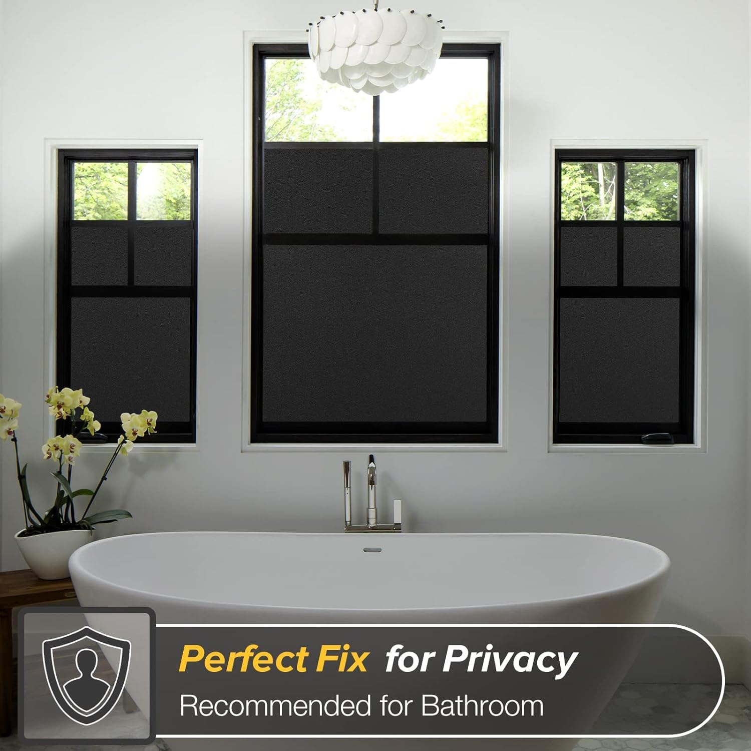 Czarna, nieprzezroczysta, antystatyczna folia okienna z filtrem UV, matowa, zapewniająca prywatność, 45 x 300 cm - 3