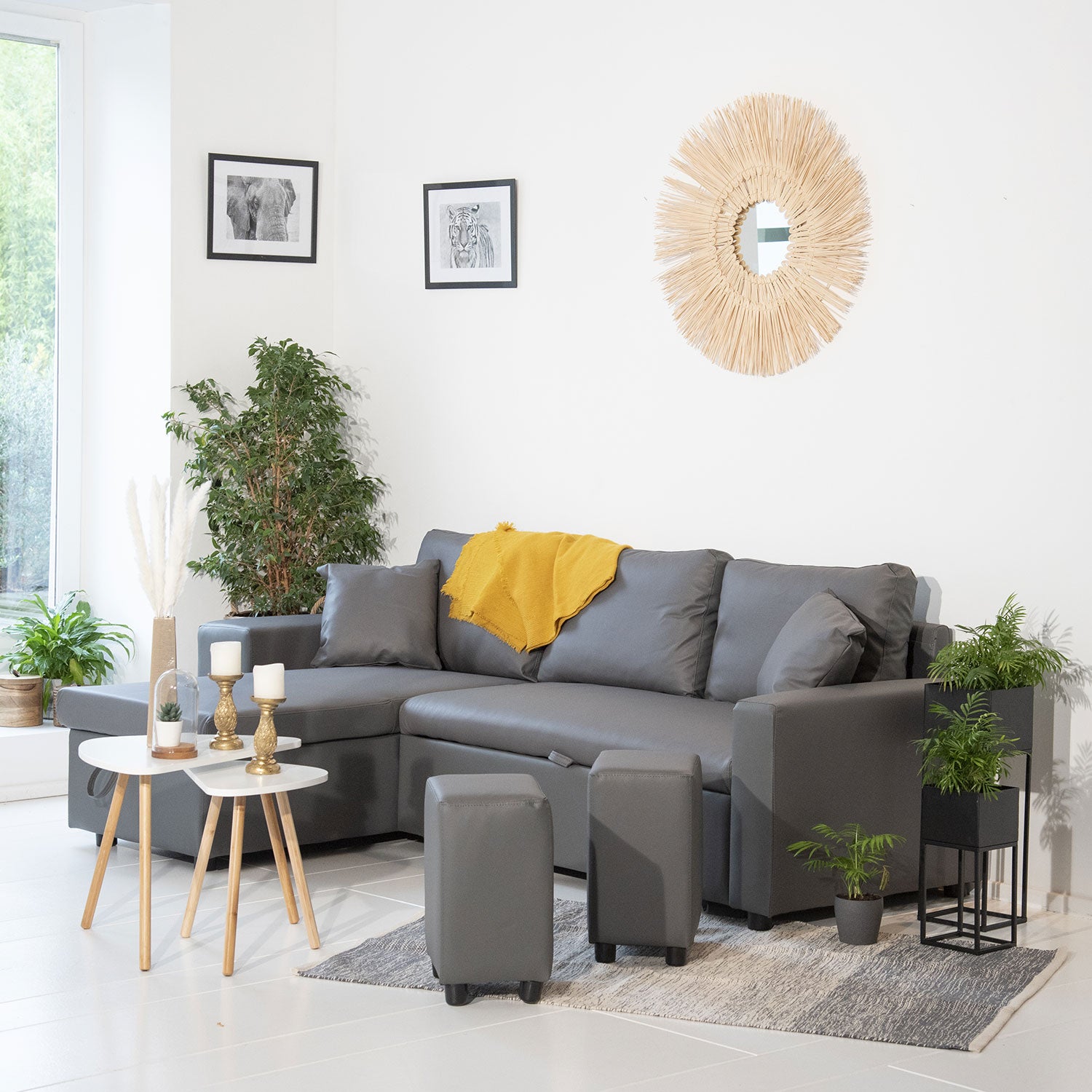 3-osobowa sofa narożna TONY w kolorze szarym