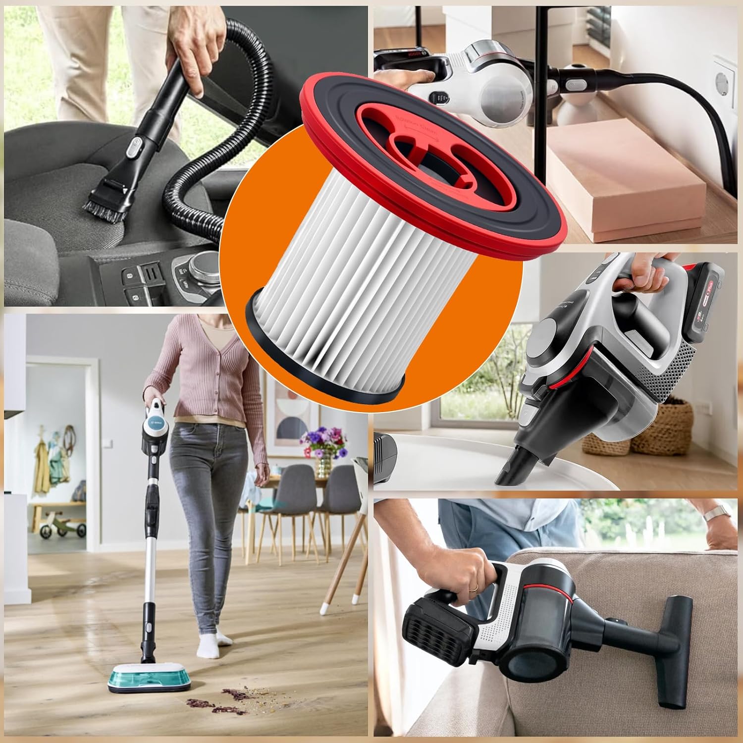 Lot de 2 filtres 12040193 pour aspirateur sans fil Bosch Unlimited Serie 7 BKS711XXL BBS711W BBS712A BCS711GB BKS711MALL, filtre HEPA lavable - 6