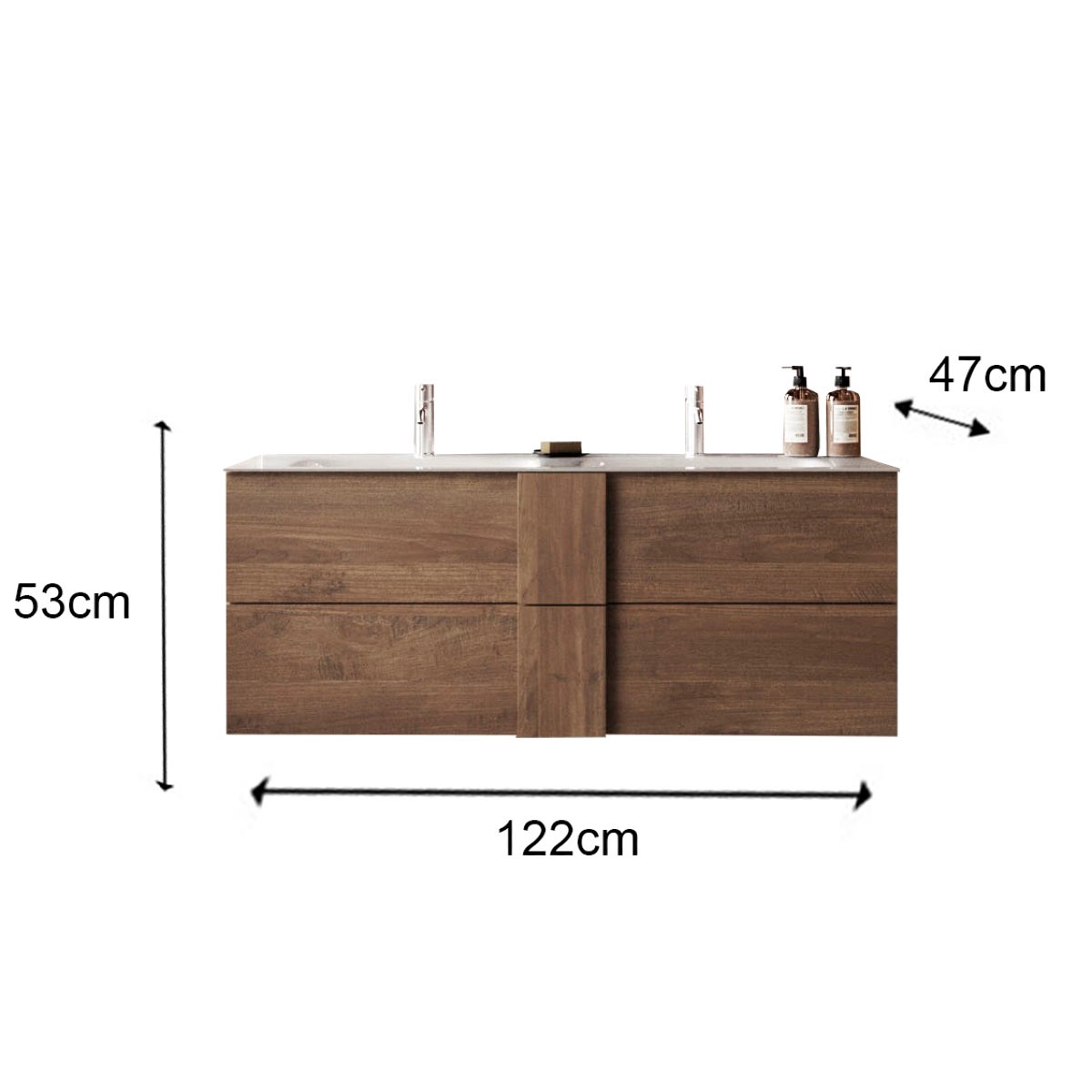 Meuble suspendu salle de bain en bois + vasque 120cm TERRA - 6
